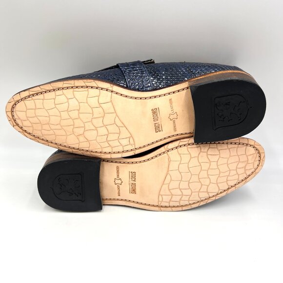 Stacy Adams Mens Size 9‎ Pacetti Snake Croc Blue Leather Tassel Loafers Shoes - Picture 9 of 12